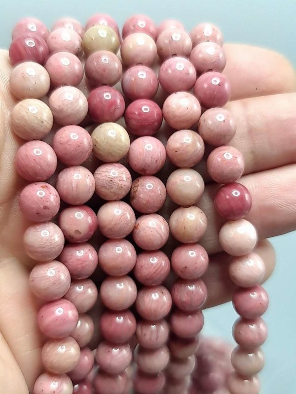 perles de rhodonite rose 8mm