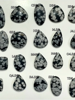 cabochon obsidienne flocon de neige - ref : obsidienne flocon01