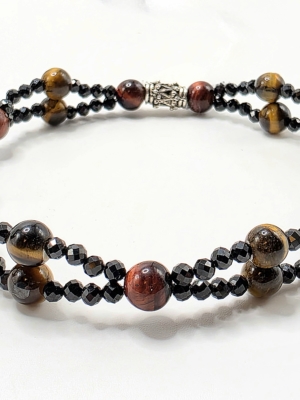 Bracelet protection oeil de tigre oeil de taureau spinelle