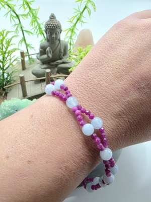 Bracelet assurance personnelle aigue-marine rubis