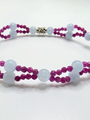 Bracelet assurance personnelle aigue-marine rubis