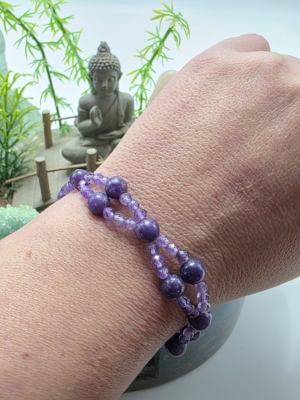 Bracelet anti sérénité lépidolite améthyste