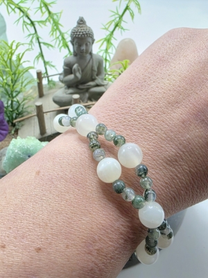 Bracelet Douceur et apaisement agate mousse pierre de lune