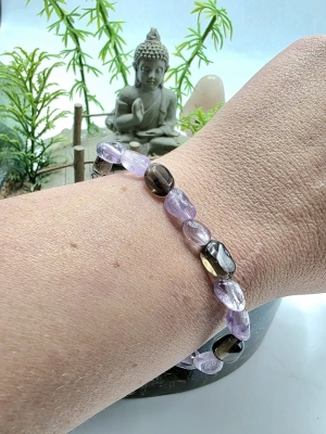 Bracelet addictions améthyste quartz fumé