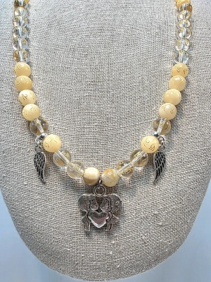 Collier Joie de vivre et dynamisme calcite jaune cristal de roche