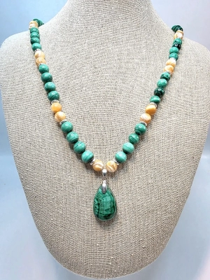 Bracelet blocages et apaisement émotionnels nacre et malachite