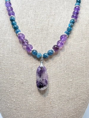 Collier motivation et méditation apatite améthyste