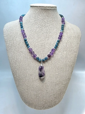 Collier motivation et méditation apatite améthyste