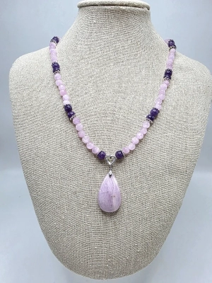 Collier intuition et apaisement kunzite lépidolite